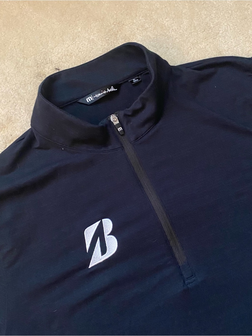 Travis Mathew Pullover Mens XL Black 1/4 Zip Long Sleeve Golf Bridgestone